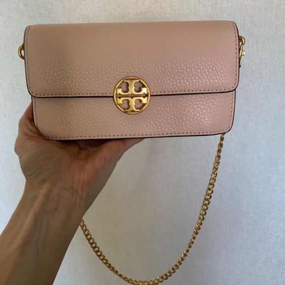 Tory Burch Pale Apricot Pink Chelsea Chain Pouch/MINI BAG - Picture 10 of 13